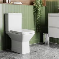 Rimless Close Coupled Toilet Soft Close Seat Modern Bathroom White Gloss