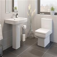 Close Coupled Toilet and Basin Sink Set Bathroom Modern Cloakroom Ceramic Suite