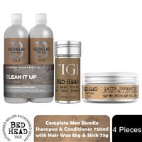 Bed Head TIGI Complete Men Bundle of Shampoo, Conditioner with Hair Wax & Stick