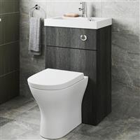 2 in 1 Toilet Basin Combi Unit Back to Wall BTW Charcoal Grey Space Saving 500mm