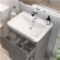 Curved Resin Recessed Basin White 600mm Resin Bathroom Modern