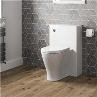 White Gloss Concealed Cistern Unit & Arles Toilet 50cmWidth Single Flush Modern