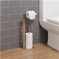 Square Chrome Freestanding Toilet Roll Holder Bathroom Zinc Alloy Material