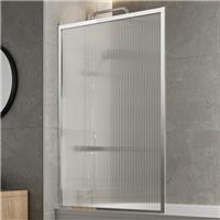Square Framed Fluted Bath Shower Screen 800mm - 6mm Glass Thickness Chrome