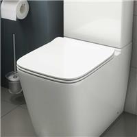 Slim Soft Close Square Toilet Seat - Top Fix White Plastic Contemporary Bathroom