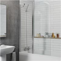 Curved Edge Two Section Bath Shower Screen 1000mm - 6mm Glass Thickness Chrome