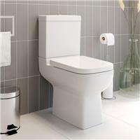 Modern Close Coupled Toilet Chrome Soft Close Seat Rimless Design Dual Flush