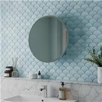 Round Door Stainless Steel Mirror Cabinet 600 x 600mm Modern Bathroom Storage