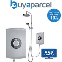 Triton Amore DuElec Brushed Steel 9.5kW Electric Shower LCD Display Dual Head
