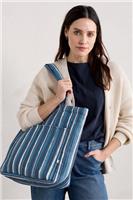 Seasalt Women's Bag - blue Singing Water Quilted Tote Bag - River Stripe Dark Vo