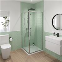 800x800mm Bathroom Corner Entry Shower Enclosure Tray Walk In Chrome 6mm Glass