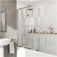 5 Panel Folding Bath Shower Screen 1200mm Pivot Door 4mm Safety Glass Chrome