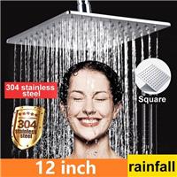 12 inch Square Shower Head Chrome Stainless Steel Rainfall Overhead For Bathroom