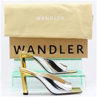 WANDLER ISA WOMENS METALLIC WEDGE SANDAL UK 2 EU 35 SILVER GOLD RRP £350 AD