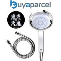 Mira Showers 360m 135mm Chrome Shower Head 4 Mode Spray Flipstream + 1.25m Hose