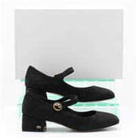 D&G DOLCE & GABBANA WOMENS BALLERINA FLATS UK 1 EU 34 BLACK SUEDE RRP £675 AD