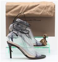 GIANVITO ROSSI NEREA WOMENS STRAPPY SANDALS UK 4 EU 37 PVC BLACK RRP £650 AD