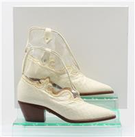 CHARLOTTE OLYMPIA WOMENS TEXAS WESTERN BOOTS UK 1 EU 34 PVC IVORY RRP £495 AD