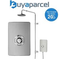 Triton UniQ Aspirante Brushed Steel Electric Shower 9.5kW Rainshower Head