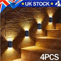 4 PCS SUPER BRIGHT SOLAR POWERED DOOR FENCE WALL LIGHTS LED OUTDOOR GARDEN LAMP