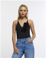 River Island Womens Black Polyamide/Elastane Sleeveless Body Top 4 Petite