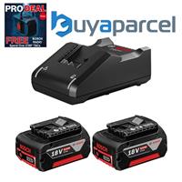 2xBosch 18v 6.0Ah Batteries Li-ion Cordless 6ah Coolpack & GAL18V40 Fast Charger