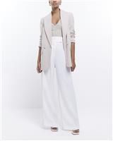 River Island Womens White Crepe Wide Trousers Size 10