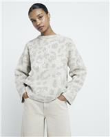 River Island Womens Beige Cotton Round neck Long sleeved Jumper Size S