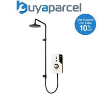 Triton ENlight 9.5kw Taupe Thermostatic Electric Shower Black UNIQ Rainshower