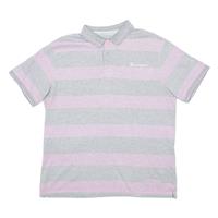 CHAMPION Mens Polo Shirt Grey Striped L - L Regular