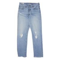 LEVI'S 501 BIG E Jeans Distressed Womens Blue Straight Denim Stone Wash W28 L30