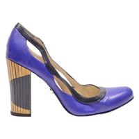 GUILHERMINA Block Heels Blue Leather Womens UK 8