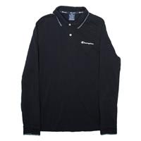 CHAMPION Mens Polo Shirt Black Long Sleeve M - M Regular