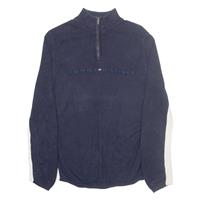 TOMMY HILFIGER Womens Jumper Blue 1/4 Zip Tight Knit M - M Regular