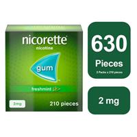 Nicorette Freshmint 2mg Gum 3 x 210 - 12 Weeks* Bundle Total Gum 630