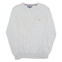 TOMMY HILFIGER Mens Jumper Grey Crew Neck Tight Knit M - M Regular