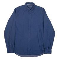 TOMMY HILFIGER New York Fit Mens Shirt Blue Spotted Long Sleeve L - L Regular