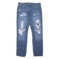 LEVI'S 541 Jeans Distressed Mens Blue Athletic Tapered Stone Wash W32 L32
