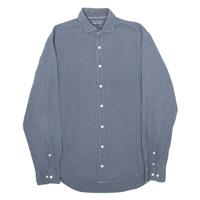 TOMMY HILFIGER New York Fit Mens Shirt Blue Check Long Sleeve M - M Regular