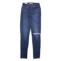 LEVI'S Distressed 721 High Rise BIG E Womens Jeans Blue Slim Skinny W25 L30