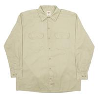 DICKIES Workwear Mens Plain Shirt Green Long Sleeve L - L Regular