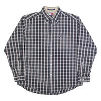 TOMMY HILFIGER Mens Shirt Blue Check Long Sleeve L - L Regular