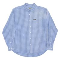 WRANGLER Mens Formal Shirt Blue Check Long Sleeve L - L Regular