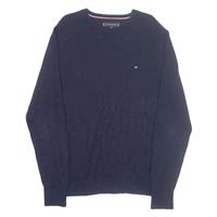 TOMMY HILFIGER Mens Jumper Blue Tight Knit Wool M - M Regular