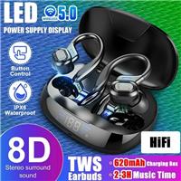 NEW TWS Wireless Bluetooth Earphones Headphones Sports Hook Running Bass Earbuds
