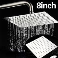 8inch Square Shower Head Bath Shower Head Waterfall Chrome Rainfall Overhead Kit
