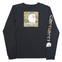 CARHARTT Camo Boys T-Shirt Black Long Sleeve XL - XL Regular