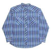 WRANGLER Mens Shirt Blue Check Long Sleeve L - L Regular