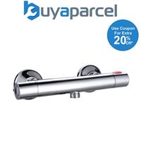 Modern Thermostatic Bar Mixer Shower Valve Round Chrome 1/2" Bottom Outlet Brass
