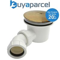 Brushed Brass 90mm Shower Waste Rapid Fast Flow Domed Top Finish Trap Tray